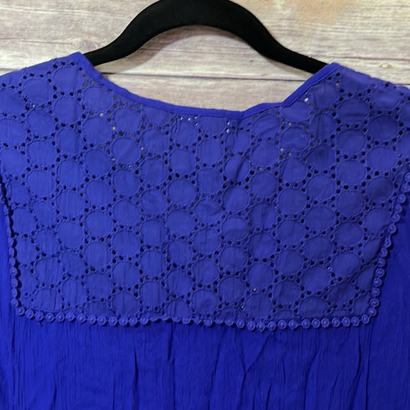 ⭐️ Greater Good Purple Blue Embroidered Top Size 3X Eyelet Boho Style A2 - Picture 8 of 8